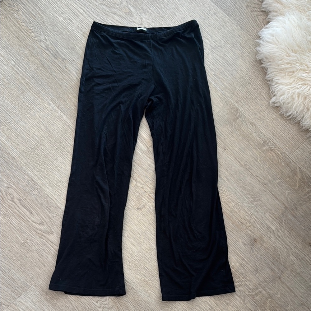 Skin Organic Black Wide-Leg Pajama Pants